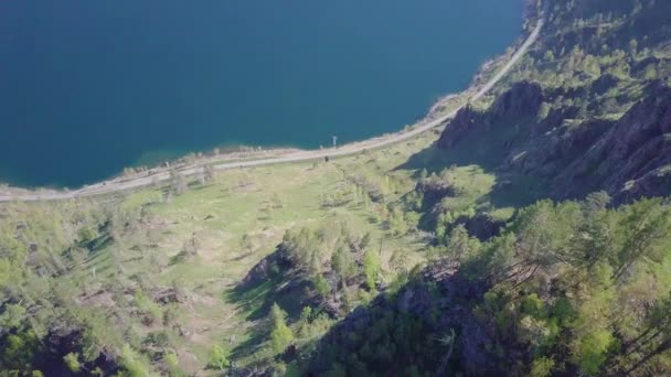 Prores Baikal Lake Shore Rotsen Van Luchtfoto Landschap — Stockvideo