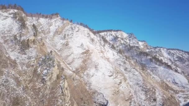 Prores Baikal Lake Shore Rocks Aerial View Landscape — Stock Video