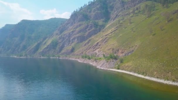 Prores Vintage Historiska Ånglok Passerar Genom Bergen Längs Stranden — Stockvideo