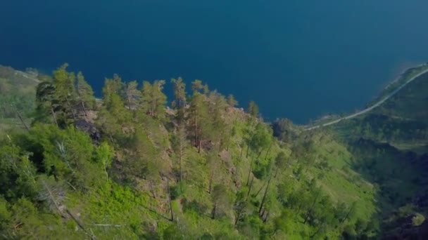 Prores Baikal Lake Shore Rocks Aerial View Landscape — Stock Video