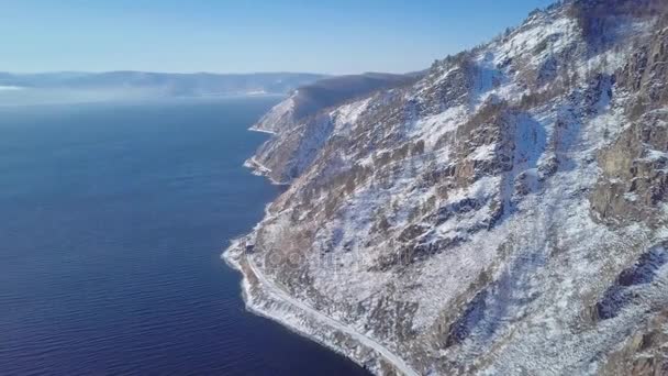 Prores Baikal Lago Costa Rochas Vista Aérea Paisagem — Vídeo de Stock