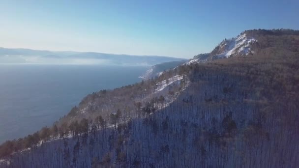 Prores Brzegu Jeziora Bajkał Skały Lotu Ptaka Krajobraz — Wideo stockowe