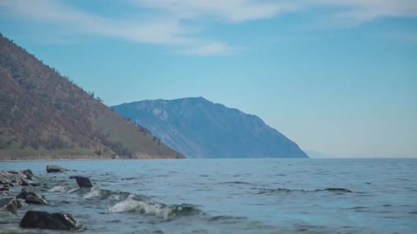 Prores Baikal Sjöstranden Och Stenar Landskap — Stockvideo