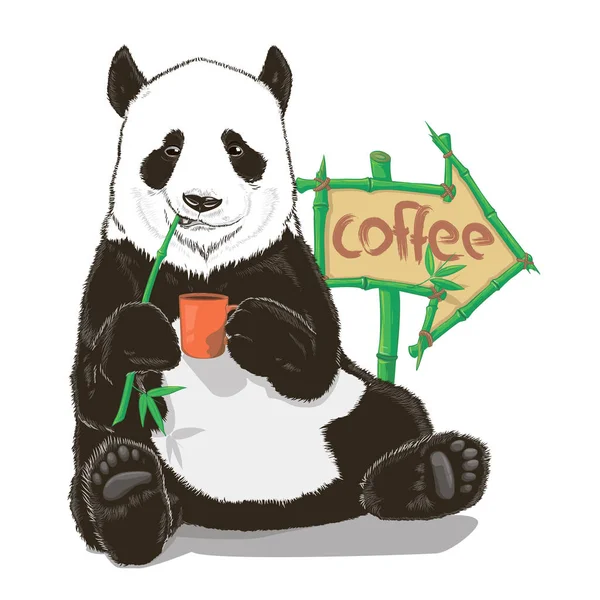 kahve ile vektör panda 