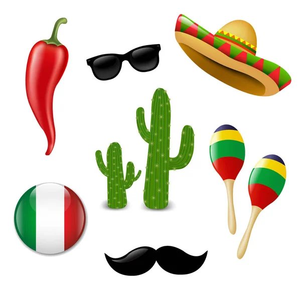 Mexican Set on white — Stock Vector