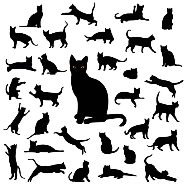 Siyah kedi koleksiyonu — Stok Vektör