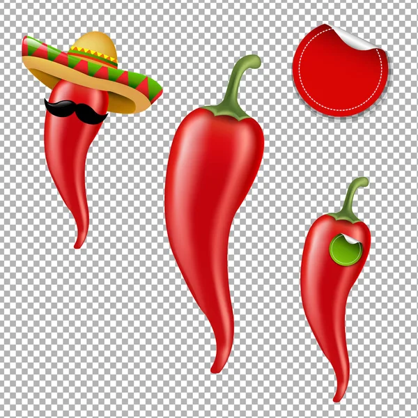 Hot Chilli Peppers Ditata - Stok Vektor