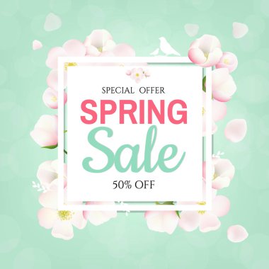 Elma ağacı çiçekli bahar afiş