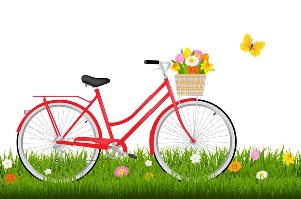 Bicycle With Flowers With Gradient Mesh — Stock Vector