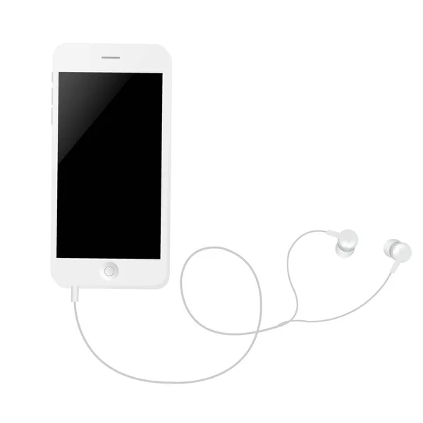 Teléfono en blanco con auriculares — Archivo Imágenes Vectoriales