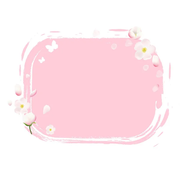 Pink Stain With Flowers — Stock Vector