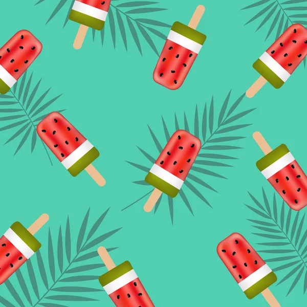 Banner met watermeloen ijsjes — Stockvector