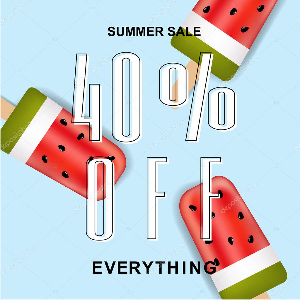 Sale Banner with Ice Creams