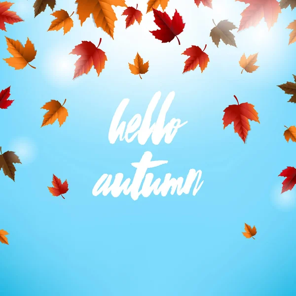 Tarjeta de otoño con hojas — Vector de stock
