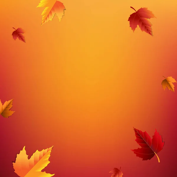 Cartel de otoño con hojas — Vector de stock