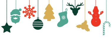 Noel kartı renkli süslemeleri ile