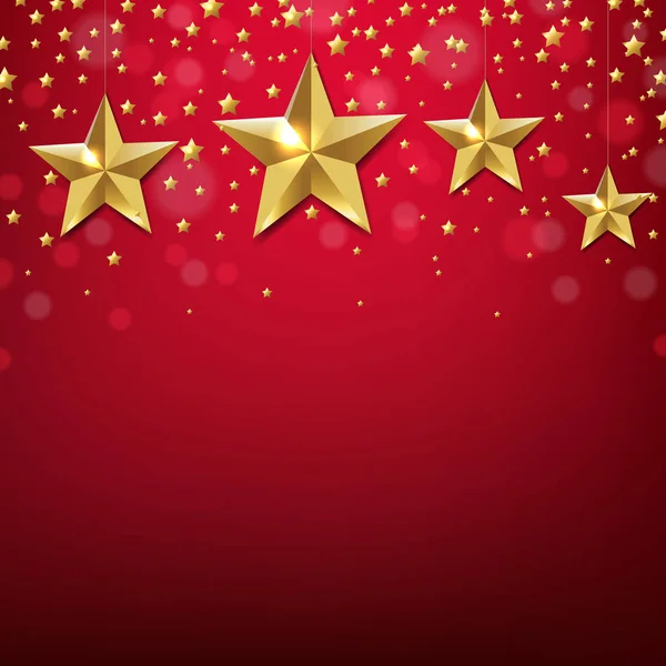 Estrellas doradas con fondo rojo — Vector de stock