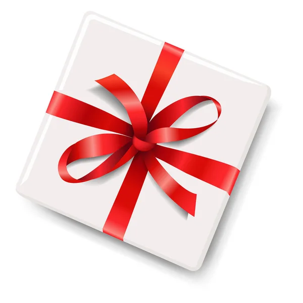 Caja de regalo con lazo rojo — Vector de stock
