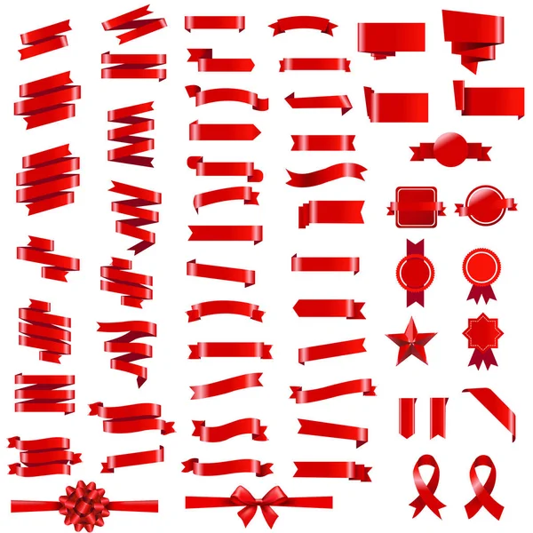 Red Ribbons Set — Stock Vector