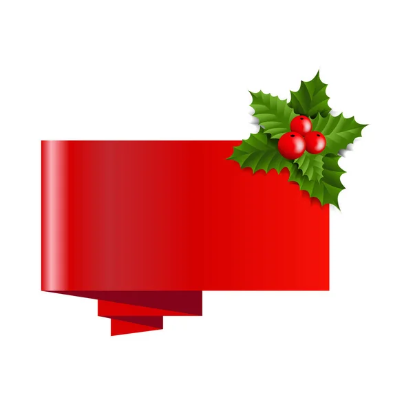Bannière de Noël avec des baies houx — Image vectorielle