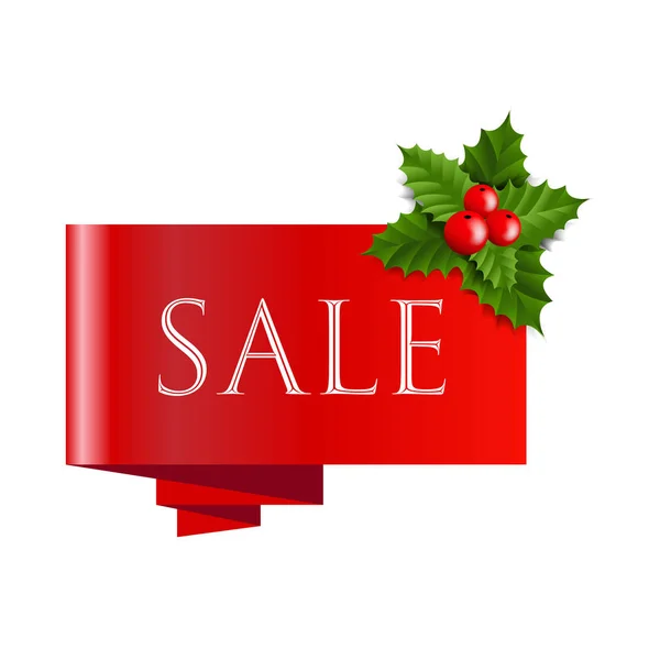 Πώληση χριστουγεννιάτικο πανό με μούρα πουρνάρι — Διανυσματικό Αρχείο