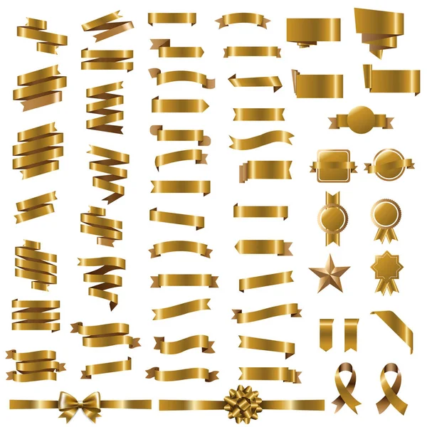 Golden Ribbon Set — Stock Vector