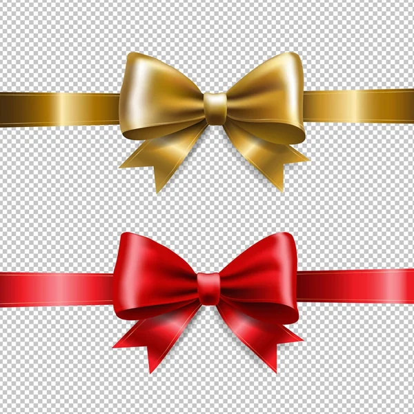Golden And Red Ribbon Bows — Stock Vector