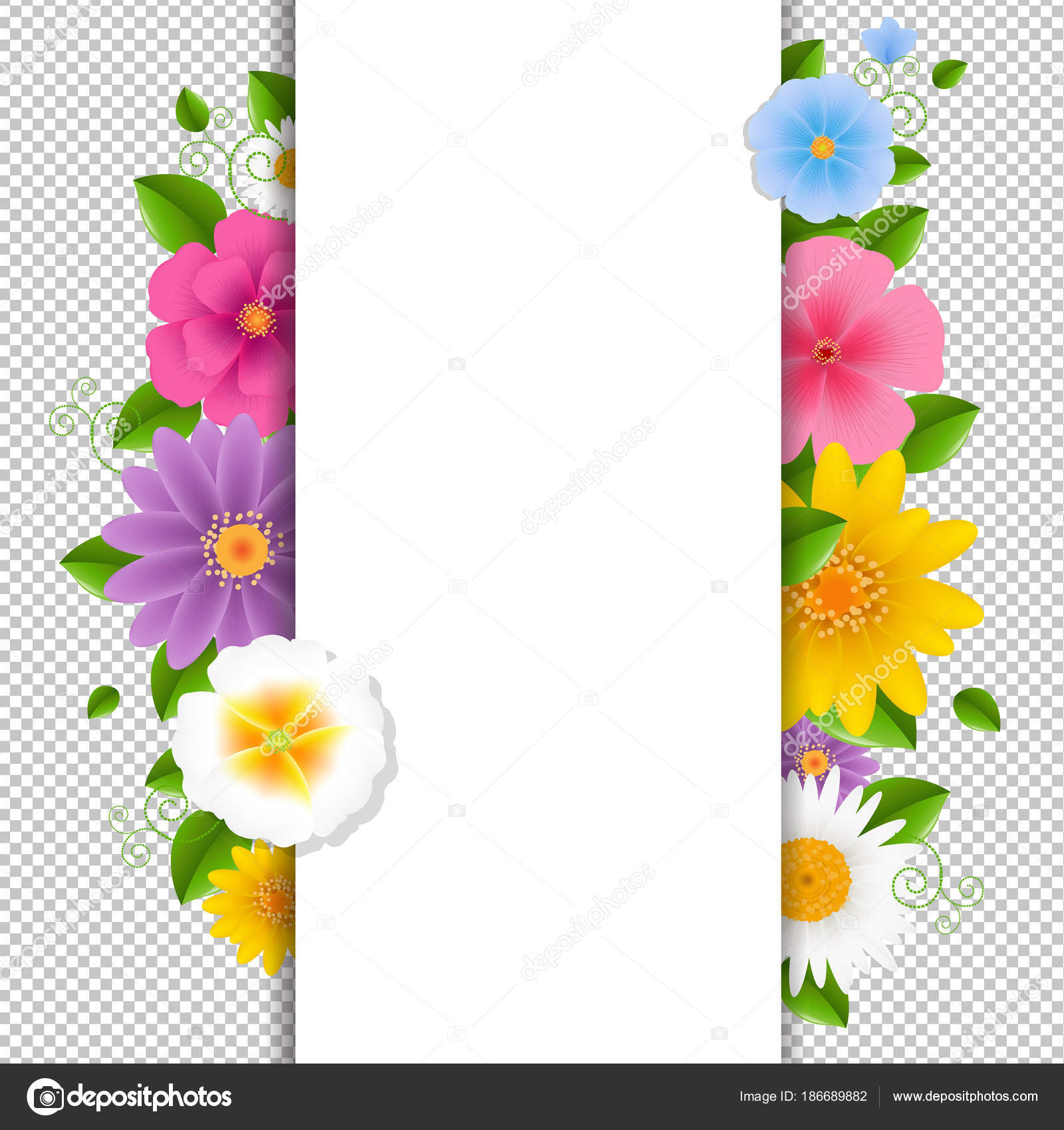 Karte Mit Blumen Transparenter Hintergrund Mit ...