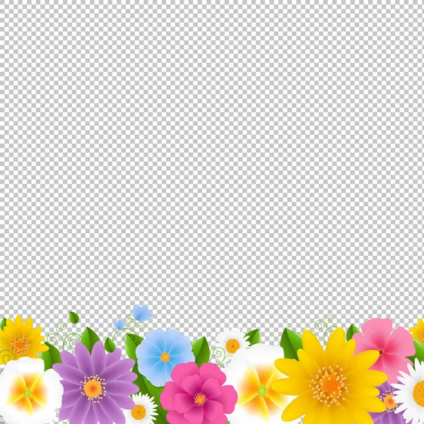 Blommor Border Genomskinlig Bakgrund Med Gradient Mesh Vektorillustration — Stock vektor