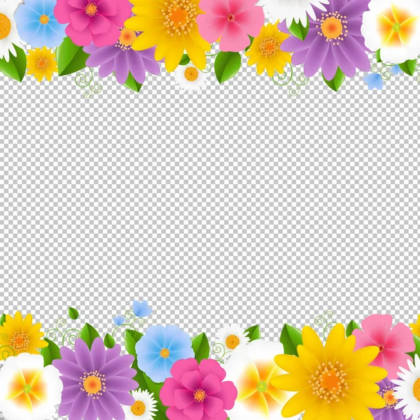 Flowers Frame Transparent Background Gradient Mesh Vector Illustration — Stock Vector