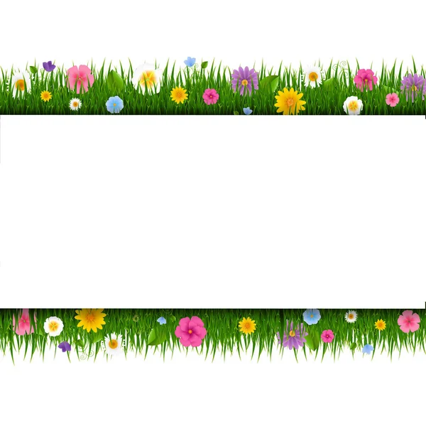 Karte Mit Gras Und Blumen Transparenter Hintergrund Mit Gradientennetz Vektorillustration — Stockvektor
