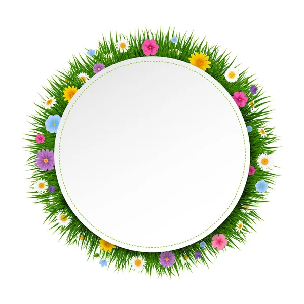 Poster Ball Avec Herbe Fleurs Fond Blanc Avec Gradient Mesh — Image vectorielle