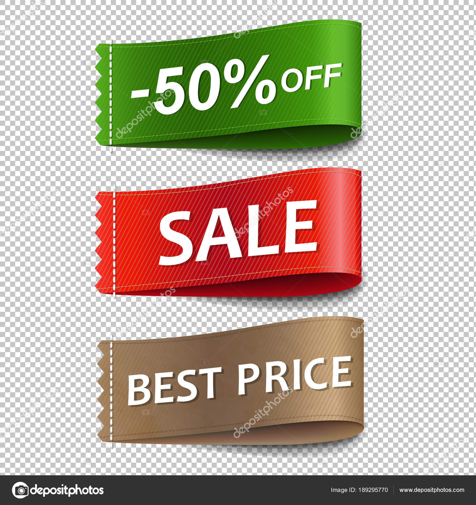 Sale Labels Set Transparent Background Gradient Mesh Vector