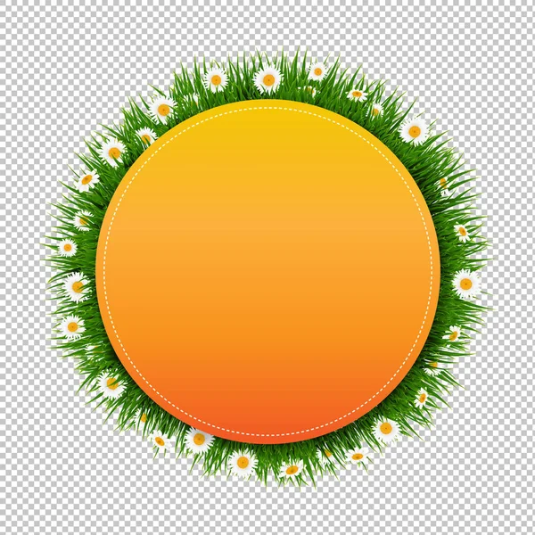 Banner Ball Met Gras Bloem Transparante Achtergrond Met Gradiënt Mesh — Stockvector