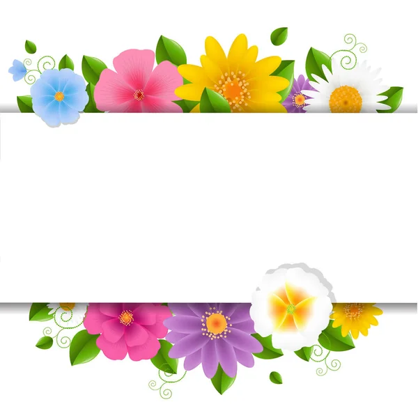 Tarjeta Con Flores Fondo Blanco Con Malla Gradiente Ilustración Vectorial — Vector de stock