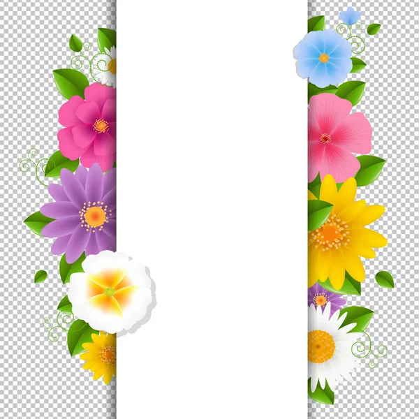 Kaart Met Bloemen Transparante Achtergrond Met Verloopnet Vectorillustratie — Stockvector