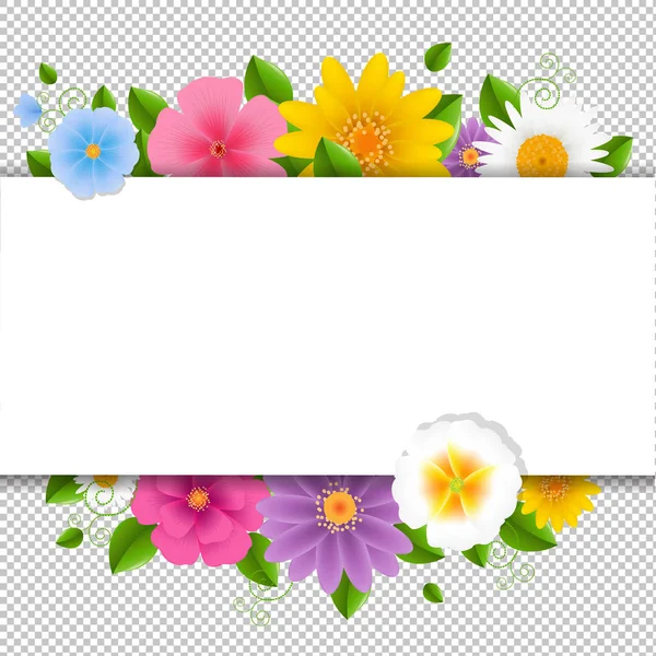 Karte Mit Blumen Weißen Hintergrund Transparenten Hintergrund Mit Farbverlauf Netz — Stockvektor