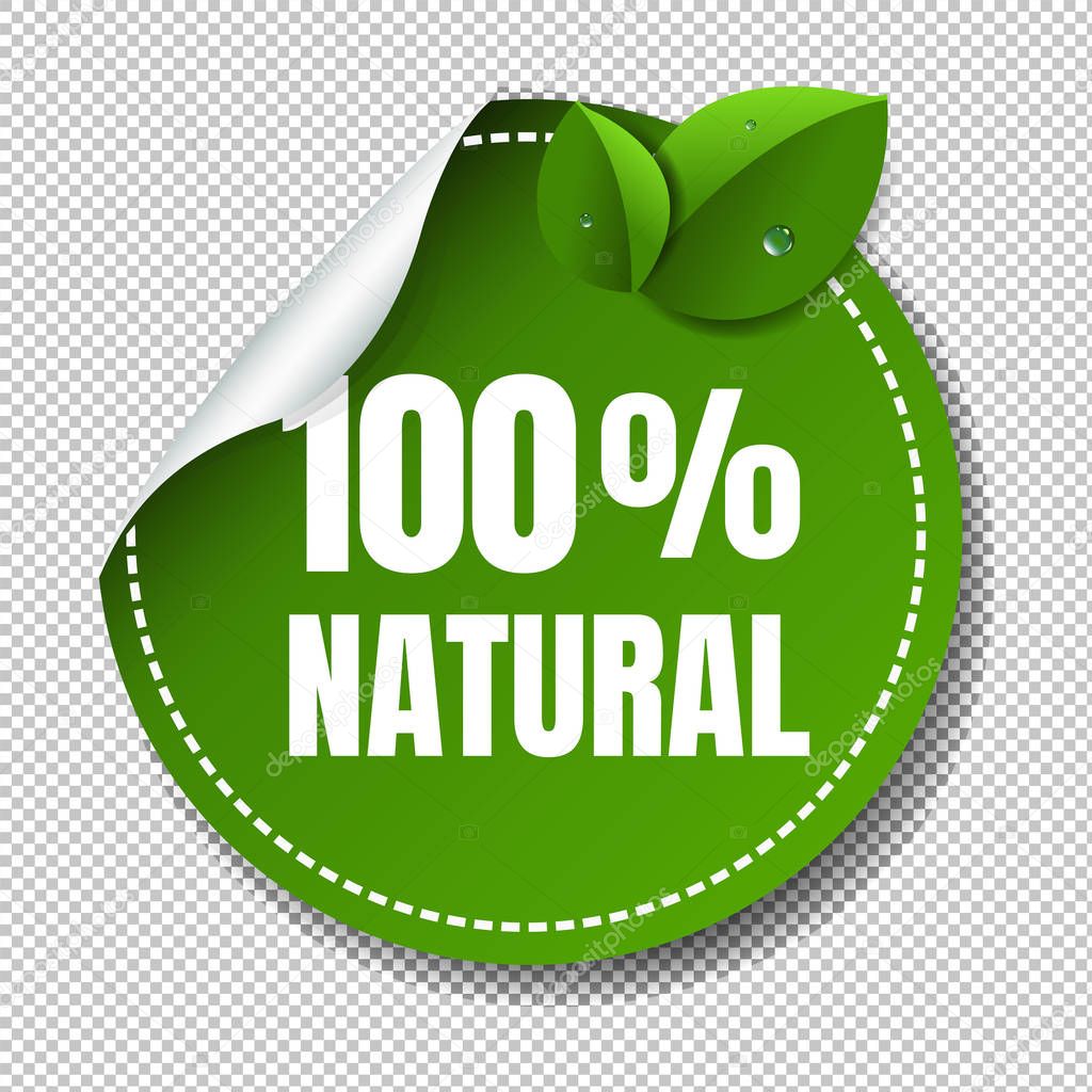 Nature Label Isolated Transparent Background With Gradient Mesh, Vector Illustration