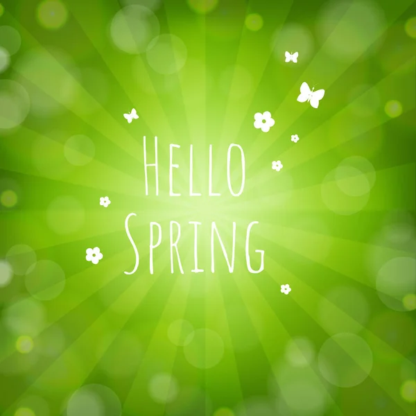 Hello Spring Background Gradient Mesh Vector Illustration — Stock Vector