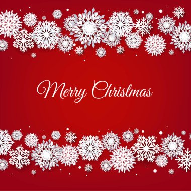 Christmas Border With White Snowflakes With Gradient Mesh, Vector Illustration