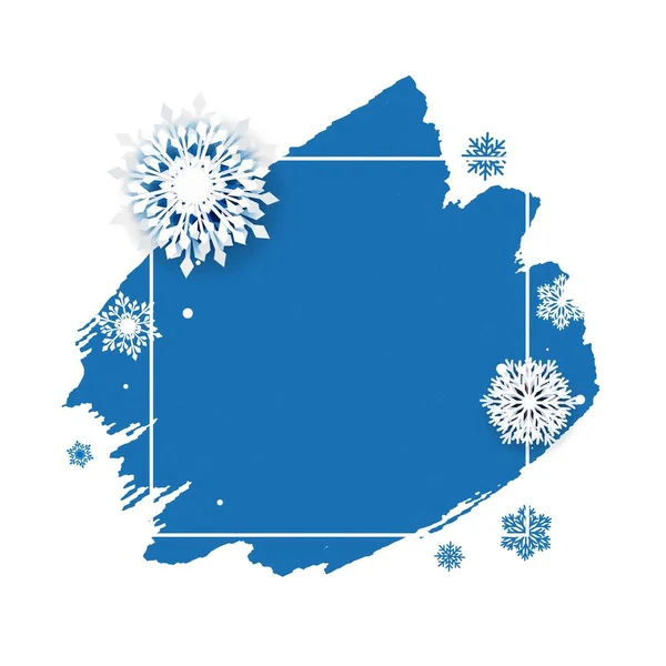 Blå Vinter Banner Med Snöflingor Med Gradient Mesh Vektor Illustration — Stock vektor