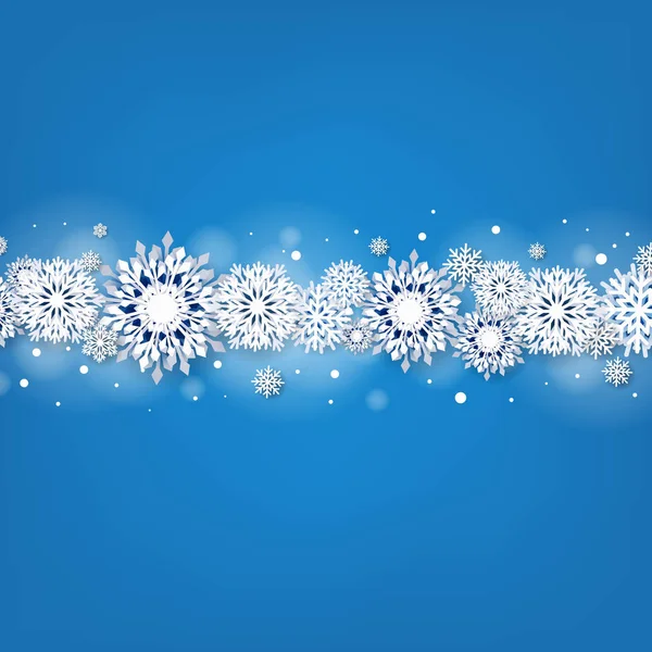 Blauwe Winterbanner Met Sneeuwvlokken Met Gradiënt Gaas Vectorafbeelding — Stockvector