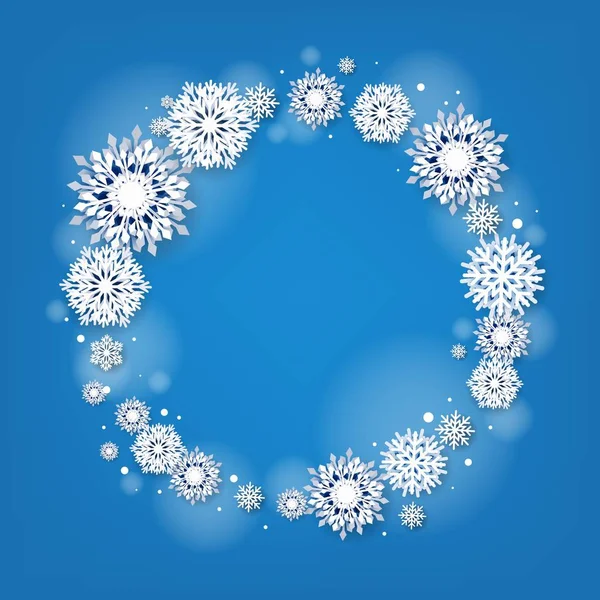 Bandiera Invernale Blu Con Fiocchi Neve Con Maglia Gradiente Illustrazione — Vettoriale Stock