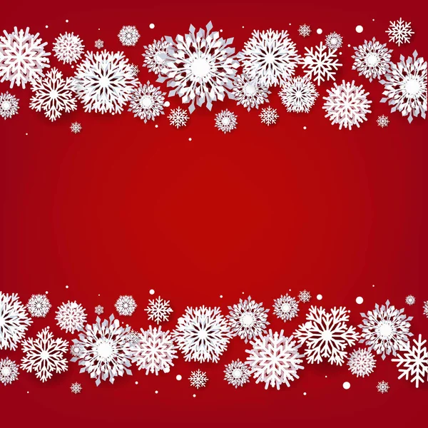 Weihnachtsbordüre Mit Weißen Schneeflocken Mit Gradientennetz Vektorillustration — Stockvektor