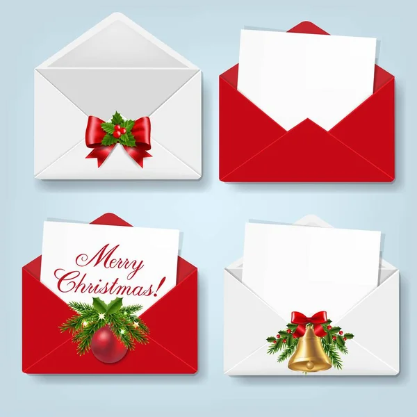 Merry Christmas Envelope Set Isolated Background Vector Illustration — стоковый вектор