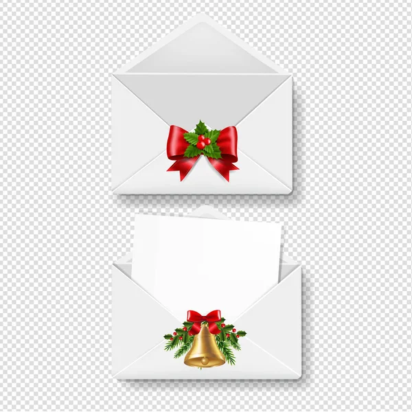 Merry Christmas Envelope Set Geïsoleerde Transparante Achtergrond Met Gradiënt Mesh — Stockvector