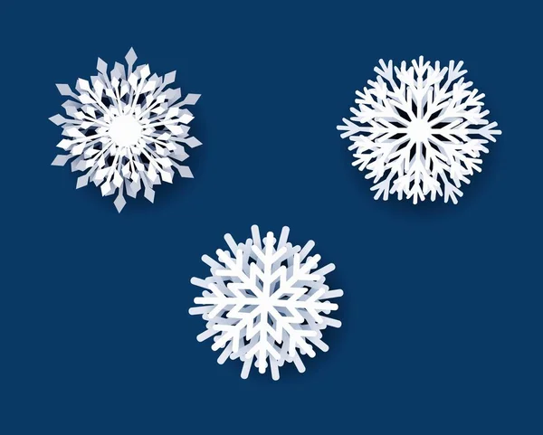 Collection Flocons Neige Blancs Fond Transparent Illustration Vectorielle — Image vectorielle