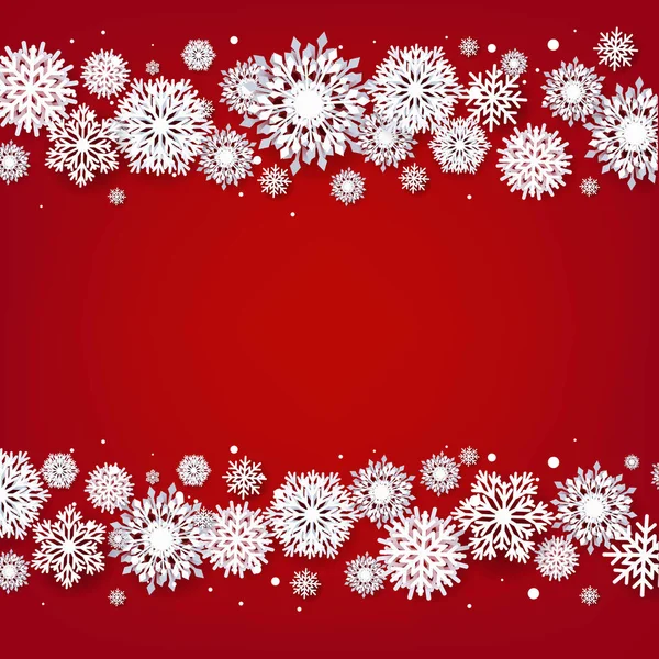 Christmas Border White Snowflakes Gradient Mesh Vector Illustration — Stock Vector