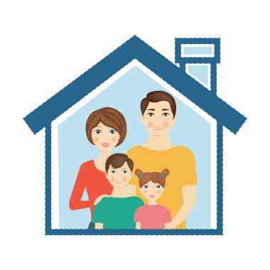 Evi olan erkek ve kadın izole edilmiş beyaz bir arka plan.