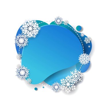 Kışın Mavi Konuşma Kabarcığı İzole Beyaz Arkaplan